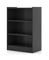 3-Tier Bookcase Open Display Rack Cabinet with Adjustable Shelves