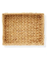 Casafield (Set of 4) Water Hyacinth 10"x13"x5" Pantry Baskets w/ Chalkboard Labels and Marker - Natural, Woven Storage Bins for Kitchen Shelves