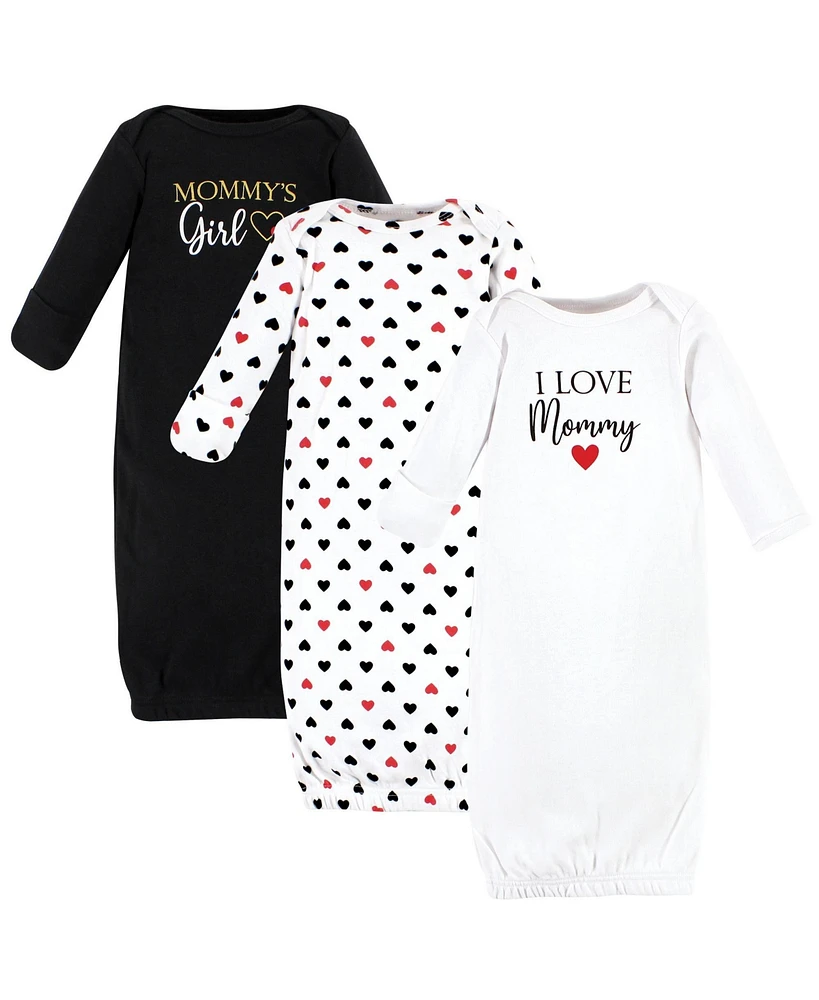 Hudson Baby Girls Cotton Gowns Mommy Red Black, 0-6 Months