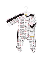 Hudson Baby Girls Cotton Sleep and Play, Bonjour, 0-3 Months