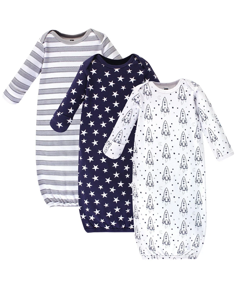 Hudson Baby Baby Boys Hudson Cotton Gowns, Rocket Ship, Preemie/Newborn