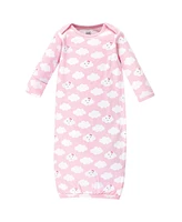 Luvable Friends Baby Girls Cotton Gowns Clouds, Preemie/Newborn