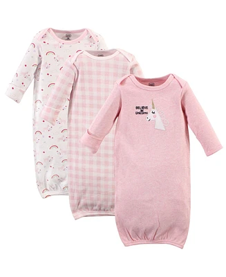 Luvable Friends Baby Girls Cotton Gowns, Unicorn, Preemie/Newborn