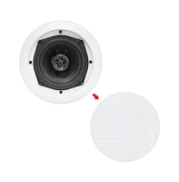 Pyle PDIC61RD 6.5" In-Wall/In-Ceiling 2-Way Stereo Speakers - Flush Mount, White, Pair