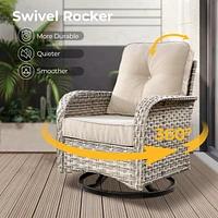 Xizzi 9 Pieces Outdoor Patio Furniture Set,Rattan Sectional Sofa Couch,Outside Coversation Set with Extra Deep Swivel Chairs and Solar Coffee Table fo