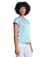 Jones New York Women's Side-Button Short-Sleeve Top