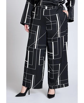 Eloquii Plus Pull On Printed Wide Leg Pant