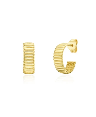 The Lovery Fluted Gold C-Hoop Earrings 14K Gold