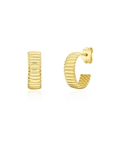 The Lovery Fluted Gold C-Hoop Earrings 14K Gold