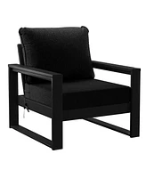 8-Piece Modern Hdpe Outdoor Patio Furniture Conversation Set with Coffee Table and Ottomans