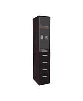 Magna Linen Cabinet, Three Shelves, Four Drawers, Black