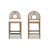 Set of 2 27" Arched Back Counter Stools, Upholstered Boucle Bar Chairs with Solid Wood Frame-The Pop Home