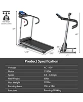 Electric Foldable Treadmill with Lcd Display and Heart Rate Sensor