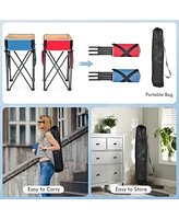 2 Pieces Folding Camping Tables with Large Capacity Storage Sink for Picnic