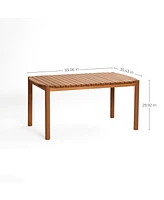 LuxenHome Natural Solid Wood 6-Person 59-Inch Long Rectangle Outdoor Dining Table