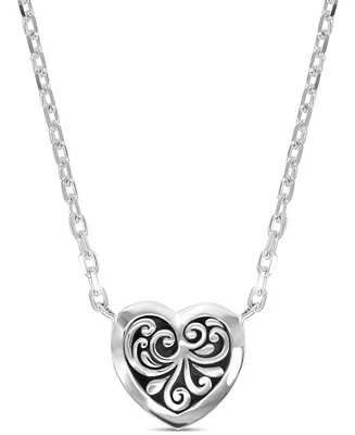 Devata Sweet Heart Filigree Chain Necklace, 16 in adj to 18 in