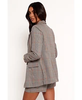 Petal and Pup Women's Lesia Double Button Fitted Plaid Blazer
