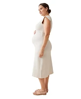 Ingrid + Isabel Maternity Modern Muse Midi Dress Stone L