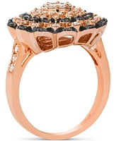 Le Vian Chocolate Diamond & Nude Diamond Flower Cluster Statement Ring (1-1/6 ct. t.w.) in 14k Rose Gold