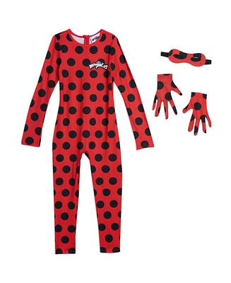 Miraculous Ladybug Cosplay Jumpsuit Gloves and Mask 3 Piece Costume Set