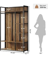 Tribesigns Freestanding Clothes Rack, 78.7" H Industrial Garment Rack with Backboard, 5-Tier Clothing Rack with Hanging Rod Heavy Duty Wardrobe Closet