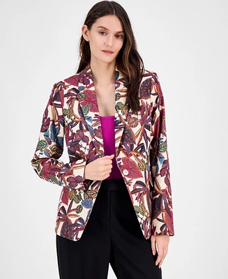 Tahari Printed Notch Collar One-Button Blazer, Regular & Petite Sizes