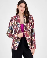 Tahari Printed Notch Collar One-Button Blazer, Regular & Petite Sizes