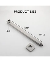 Square Wall-Mounted Shower Arm - 304 Stainless Steel, Universal 1/2" Npt Thread, Corrosion-Resistant, Easy Install, with Decorative Cover