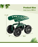 Garden Rolling Workseat with 360° Swivel Seat and Adjustable Height