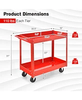 2-Tier Utility Cart with Handle and Heavy-Duty Metal Frame