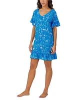 Cuddl Duds Women's Printed Short-Sleeve Sleep Tunic