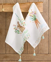 Design Imports Spring Bunny Cotton Dishtowels Set, 18"x28"