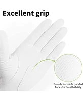 Wosofe Men s Golf Glove Left Hand non-slip breathable Lycra Nanocloth Soft Comfortable No Sweat All Weather liner and Green Fork