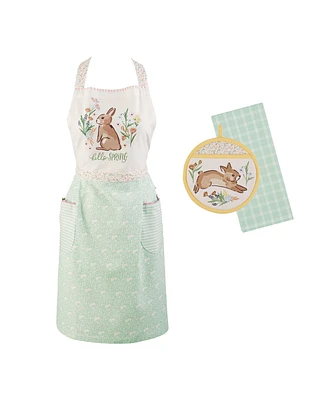 Design Imports Hello Spring Bunny Embellished Cotton Kitchen Gift, Set of 3