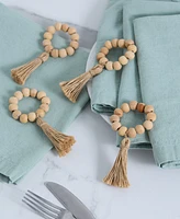 Design Imports Wood Napkin Ring, Set of 4