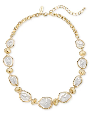 Style & Co Gold-Tone Baroque Imitation Pearl Orbital Collar Necklace, 18" + 3" extender, Exclusively at Macy's