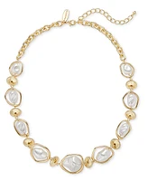 Style & Co Gold-Tone Baroque Imitation Pearl Orbital Collar Necklace, 18" + 3" extender, Exclusively at Macy's