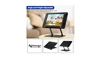 BS01 Book Stand for Reading, Adjustable Holder, Ergonomic Laptop with Elastic Page Clips Music Scores, Recipe, Tablet,