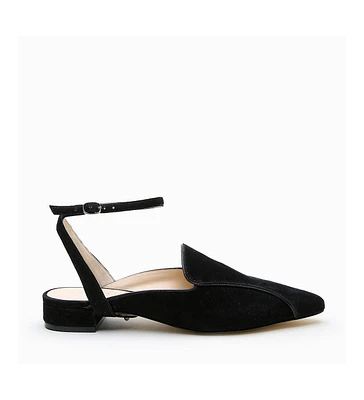 Alterre Women's Black Suede Marilyn Customizable Pointed Loafer Slides