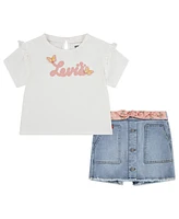Levi's Little Girls 2-Piece Ruffle T-Shirt and Skort Set