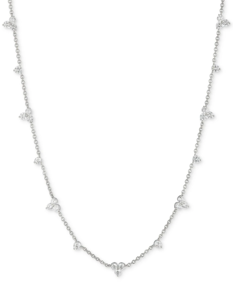 Marchesa Silver-Tone Crystal Station Collar Necklace, 16" + 3" extender