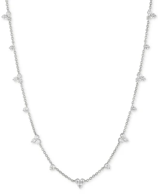 Marchesa Silver-Tone Crystal Station Collar Necklace, 16" + 3" extender
