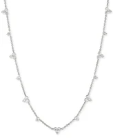 Marchesa Silver-Tone Crystal Station Collar Necklace, 16" + 3" extender