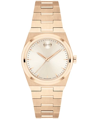 Movado Women's Bold Quest Swiss Quartz Ionic Plated Light Rose Gold Steel Watch, 28mm