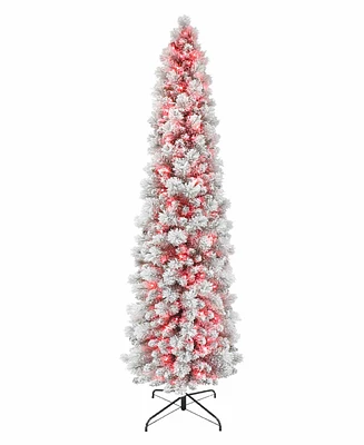 Puleo 7.5FT Pre-Lit Flocked Patagonia Pine Artificial Pencil Tree