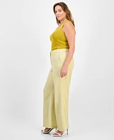 Tahari Asl Plus Pinstriped Wide-Leg Pants