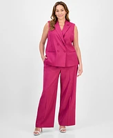 Tahari Asl Plus Peak-Lapel Sleeveless Jacket
