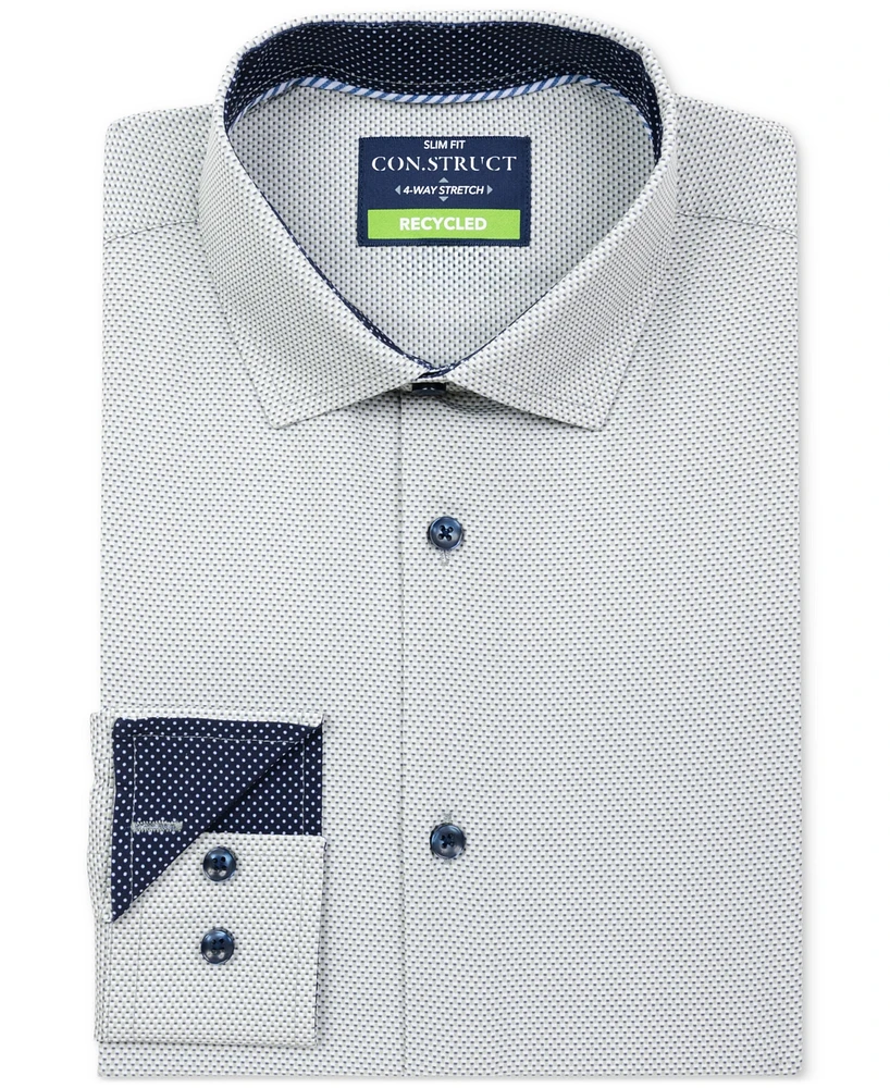 Men's Recycled Slim Fit Gingham 4-Way Stretch Performance Dress Shirt