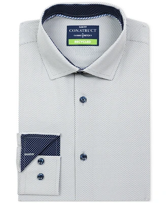 Men's Recycled Slim Fit Gingham 4-Way Stretch Performance Dress Shirt