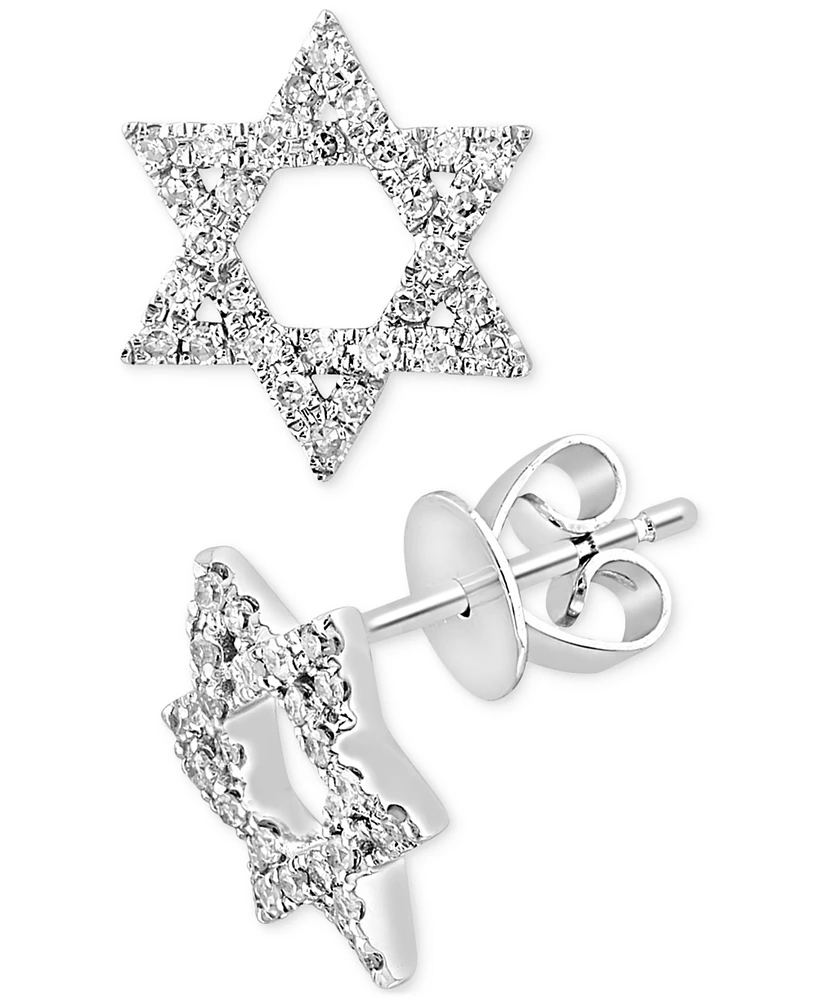 Lali Jewels Diamond Pave Star of David Stud Earrings (1/5 ct. t.w.) in 14k White Gold
